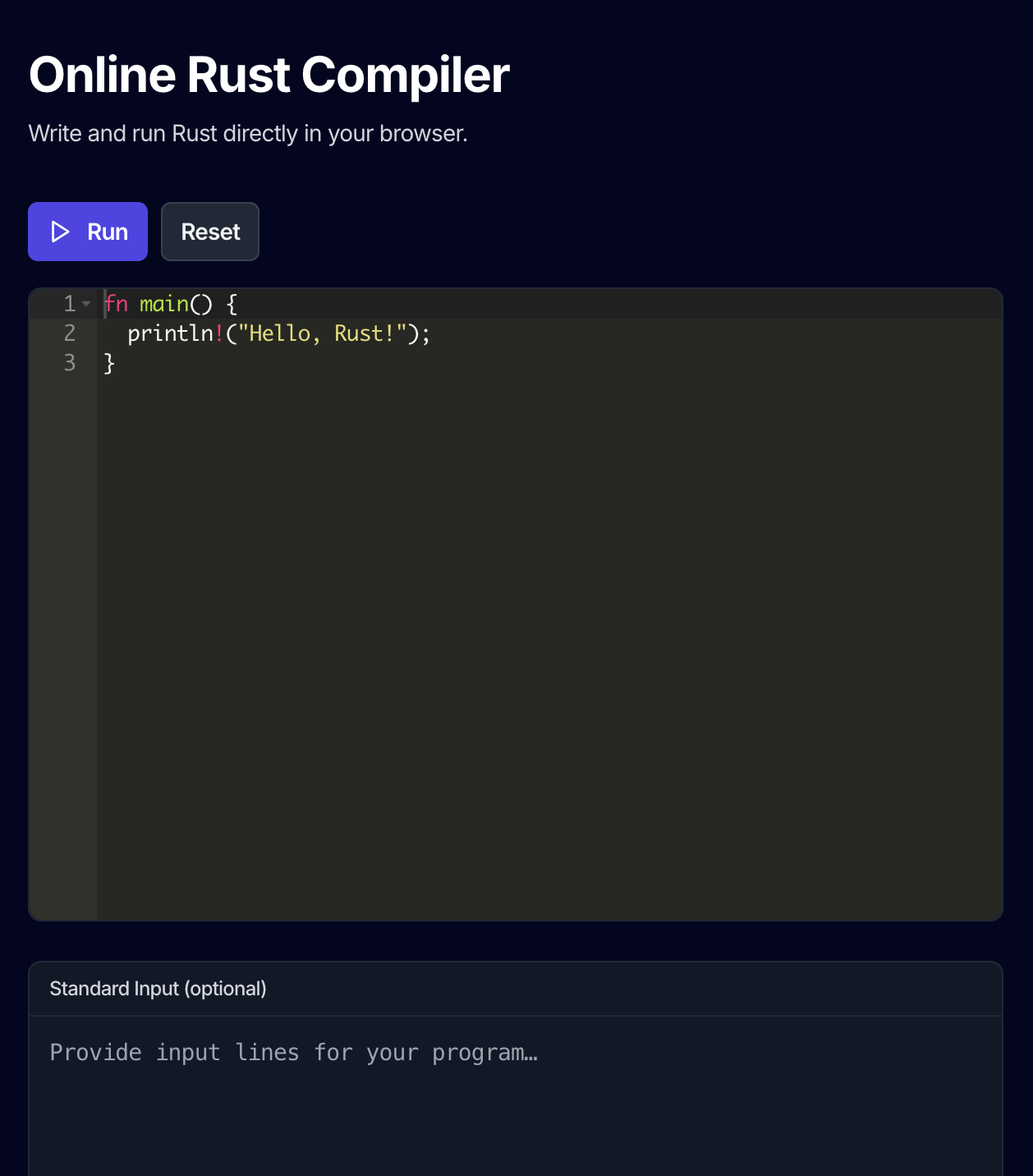 Online Rust Compiler
